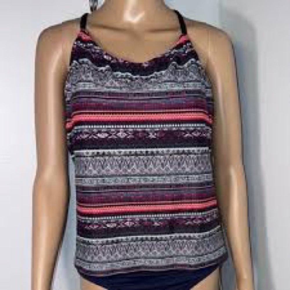 Kona Sol Blue and Pink Sleeveless Tank Top